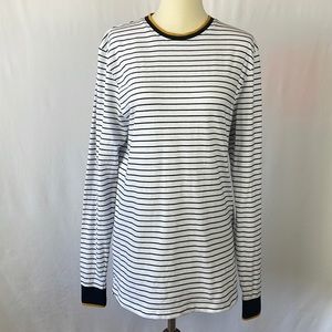 Denim & Flower Ricky Singh White & Black Striped Long Sleeve Shirt - Size Small